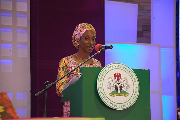 H. E. Mrs Dolapo Osinbajo delivering her speech at Arise women conference